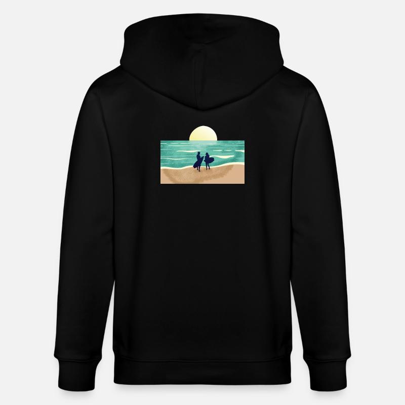 Surfeur au coucher du soleil d’été - Veste à capuche bio CULTIVATOR Stanley/Stella Unisexe - noir