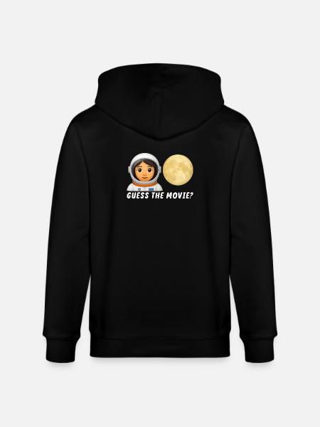 Astronaut and Full Moon Illustration - Stanley/Stella CULTIVATOR  Unisex Organic Hooded Jacket - black