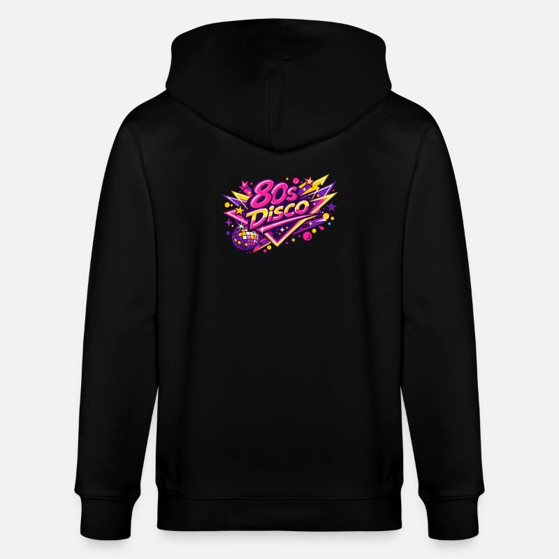 Retro 1980 80s Disco - Stanley/Stella Unisex Bio-Kapuzenjacke CULTIVATOR  - Schwarz