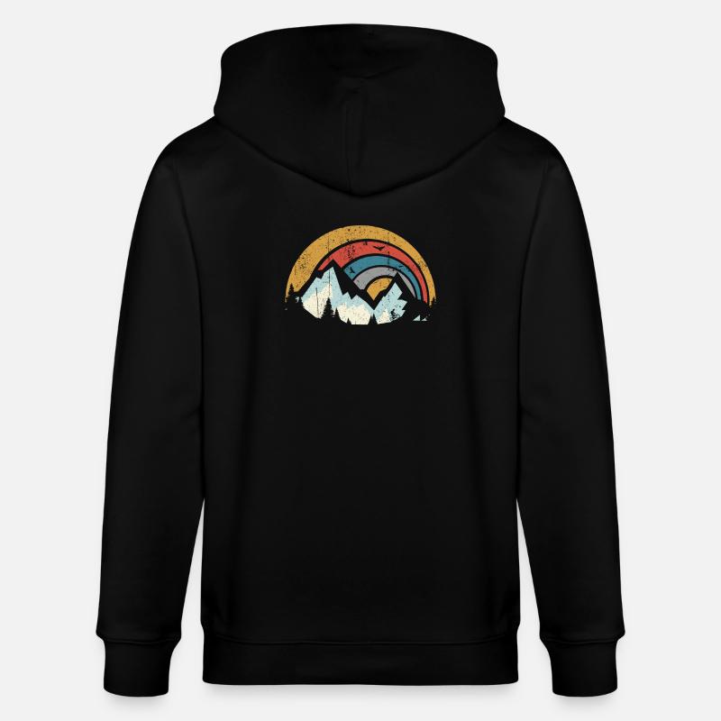 Retro Mountain Sunset Arc - Stanley/Stella Unisex Bio-Kapuzenjacke CULTIVATOR  - Schwarz