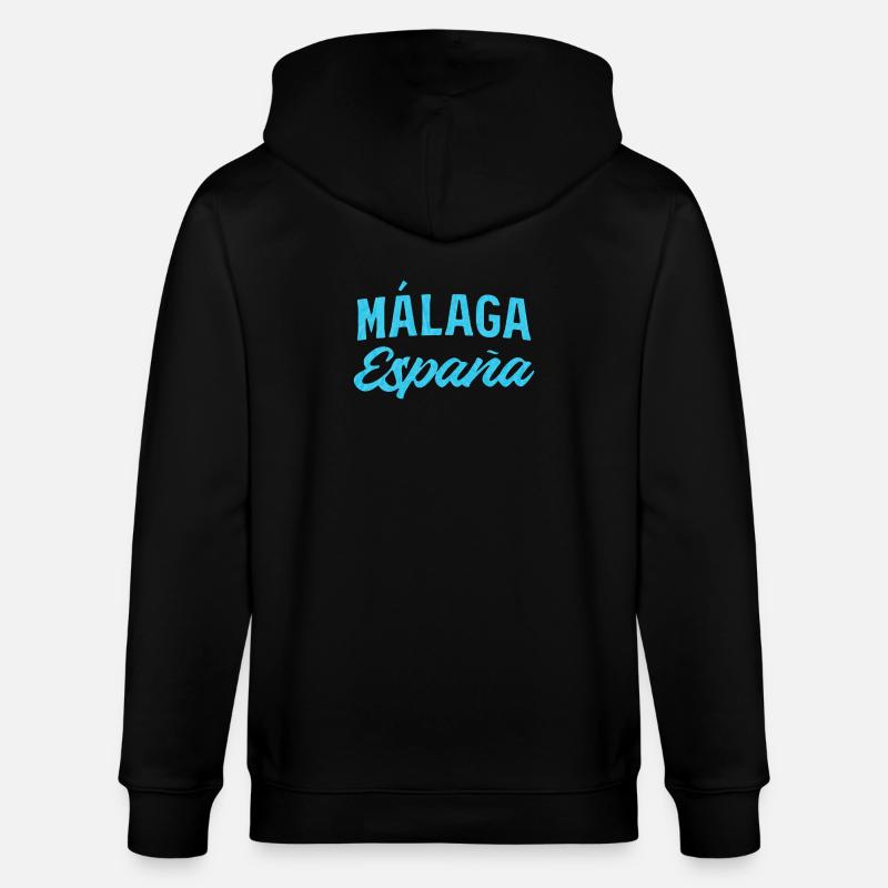 Málaga España Blaues Script-Design - Stanley/Stella Unisex Bio-Kapuzenjacke CULTIVATOR  - Schwarz
