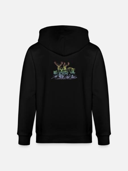 Rehherde im Regenbogen - Stanley/Stella Unisex Bio-Kapuzenjacke CULTIVATOR  - Schwarz
