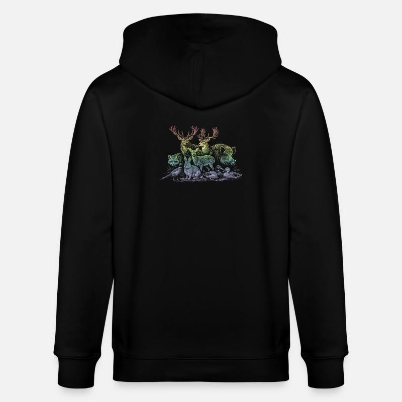 Rehherde im Regenbogen - Stanley/Stella Unisex Bio-Kapuzenjacke CULTIVATOR  - Schwarz
