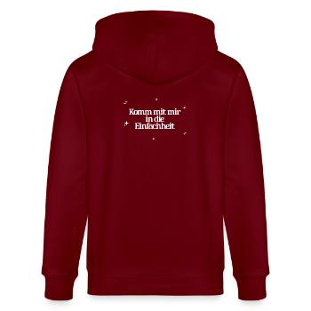 Komm mit mir in die Einfachheit Yoga Achtsamkeit - Stanley/Stella Unisex Bio-Kapuzenjacke CULTIVATOR  - Burgunderrot - Hinten - Anna (173cm)
