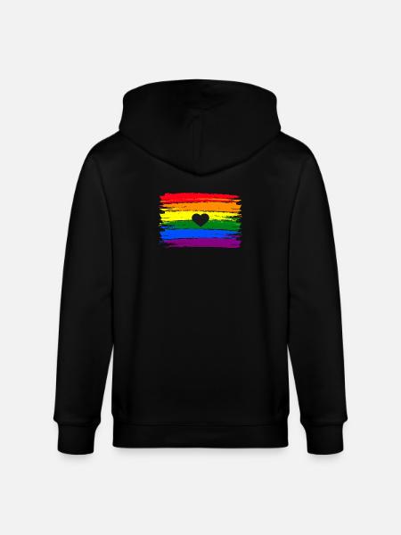 Regenboogvlag hart LGBT Gay Pride - Stanley/Stella Uniseks bio-ziphoodie CULTIVATOR  - zwart