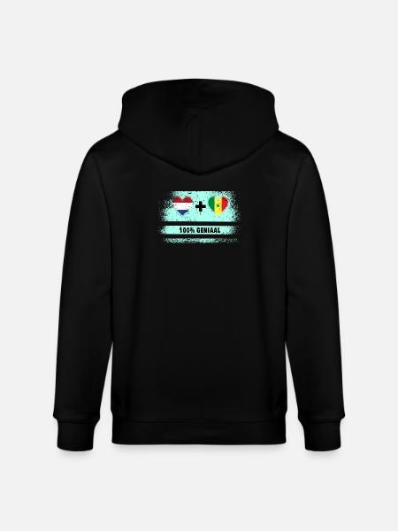 Senegal og Nederland 100 % genialt flagg - Stanley/Stella CULTIVATOR økologisk unisex hettejakke - svart