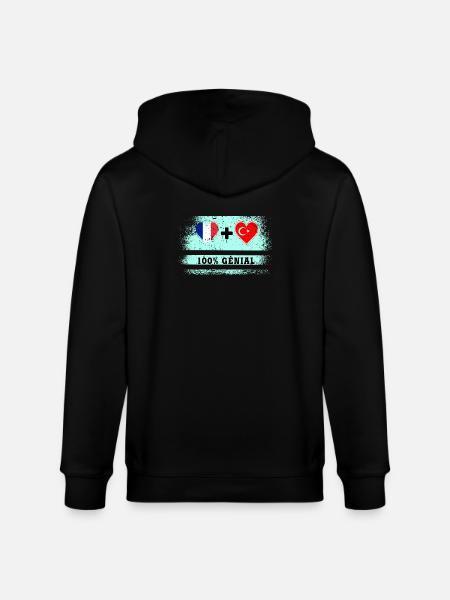 Flag France and Turkey 100% awesome - Stanley/Stella CULTIVATOR  Unisex Organic Hooded Jacket - black