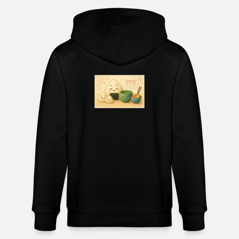 Kawaii Reisbällchen mit Tee Torii - Stanley/Stella Unisex Bio-Kapuzenjacke CULTIVATOR - Schwarz