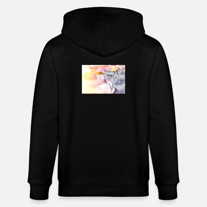 Sunlit Glassware on wedding table - Stanley/Stella CULTIVATOR  Unisex Organic Hooded Jacket - black
