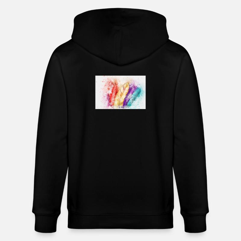 Bunte Federenkunst - Stanley/Stella Unisex Bio-Kapuzenjacke CULTIVATOR  - Schwarz