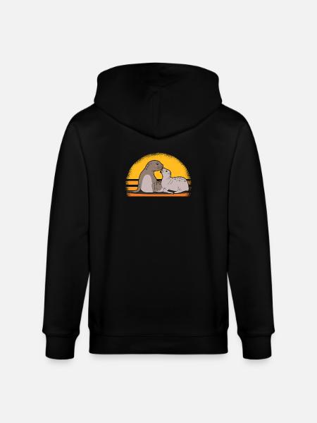 Seal med baby søde sæler sæler gave - Stanley/Stella økologisk unisex-hættejakke CULTIVATOR  - sort