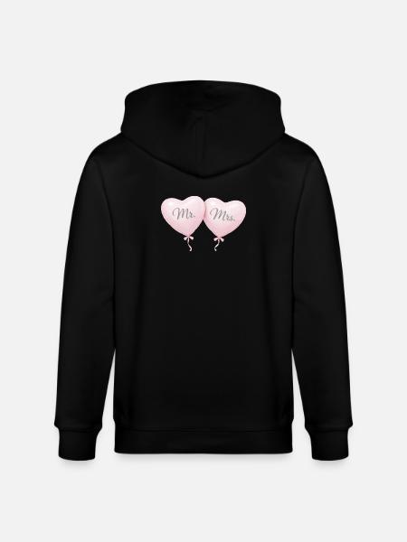 Herr og fru hjerteballongparmotiv - Stanley/Stella CULTIVATOR økologisk unisex hettejakke - svart