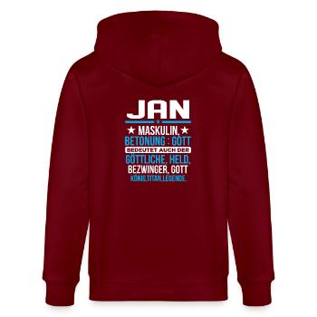 JAN - Titan - Stanley/Stella Unisex Bio-Kapuzenjacke CULTIVATOR  - Burgunderrot - Hinten - Anna (173cm)