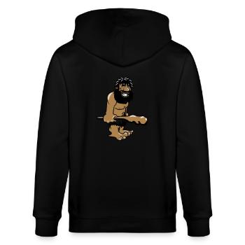 Steinzeitmensch höhlenmensch witzig fröhlich keule - Stanley/Stella Unisex Bio-Kapuzenjacke CULTIVATOR  - Schwarz - Hinten - Anna (173cm)