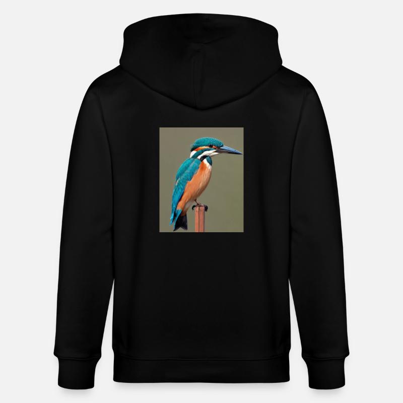 Eisvogel auf dem Ast - Stanley/Stella Unisex Bio-Kapuzenjacke CULTIVATOR  - Schwarz