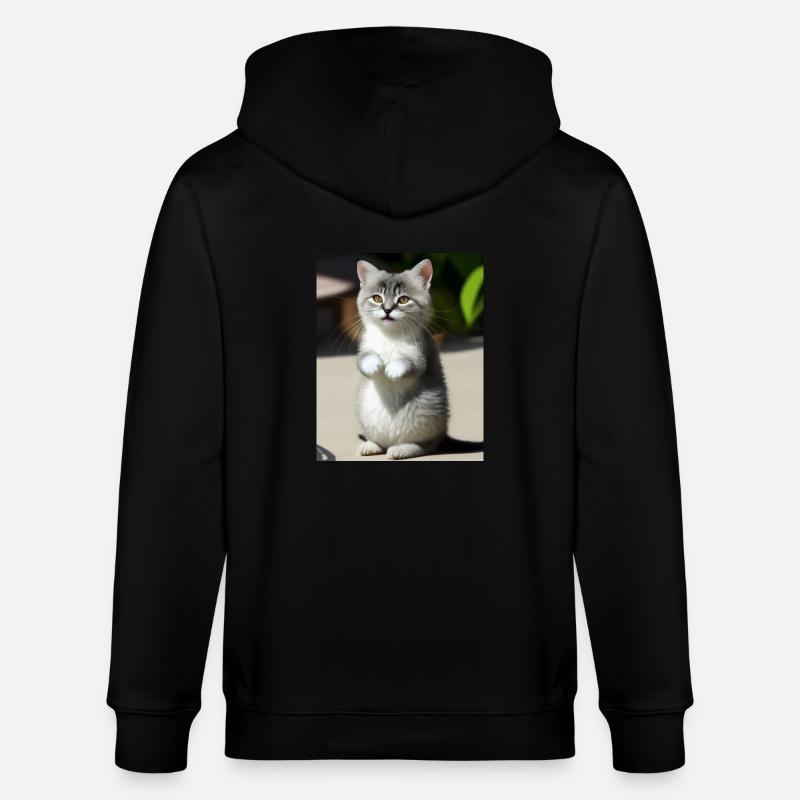 Chat persan blanc - Veste à capuche bio CULTIVATOR Stanley/Stella Unisexe - noir