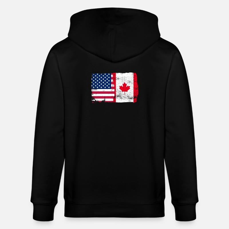 Bannière étoiles et érable - Veste à capuche bio CULTIVATOR Stanley/Stella Unisexe - noir