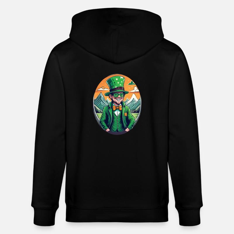 Lutin Trèfle de la Saint-Patrick - Veste à capuche bio CULTIVATOR Stanley/Stella Unisexe - noir