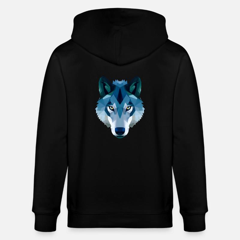loup polygonal bas en bleu et blanc - Veste à capuche bio CULTIVATOR Stanley/Stella Unisexe - noir