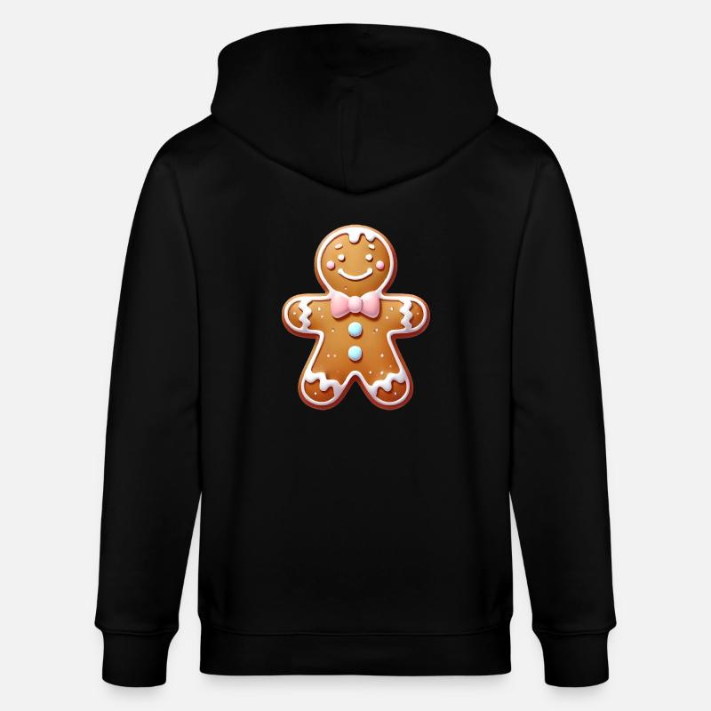 Fröhlicher Lebkuchenmann Illustration - Stanley/Stella Unisex Bio-Kapuzenjacke CULTIVATOR  - Schwarz