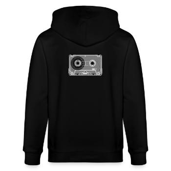 Kassette Retro Print - Stanley/Stella Unisex Bio-Kapuzenjacke CULTIVATOR  - Schwarz - Hinten - Anna (173cm)