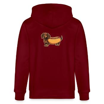 Süßer Dackel Hot-Dog-Brötchen-Aufkleber - Stanley/Stella Unisex Bio-Kapuzenjacke CULTIVATOR  - Burgunderrot - Hinten - Anna (173cm)