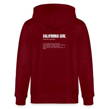 California Girl: Ambition und Individualität - Stanley/Stella Unisex Bio-Kapuzenjacke CULTIVATOR  - Burgunderrot - Hinten - Anna (173cm)
