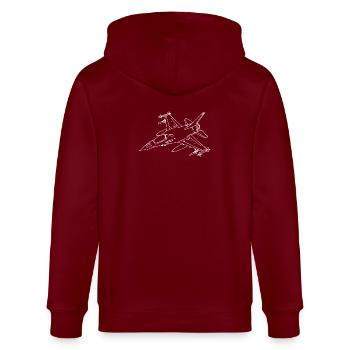 F-16 Viper / Kampf Falcon Jet-Jagdflugzeug / F16 - Stanley/Stella Unisex Bio-Kapuzenjacke CULTIVATOR  - Burgunderrot - Hinten - Anna (173cm)