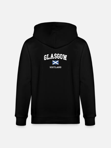 Glasgow Scotland Flag Graphic - Stanley/Stella CULTIVATOR Unisex Organic Hooded Jacket - black