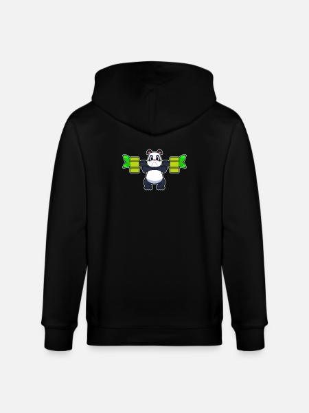 Panda Bodybuilder Barbell Bodybuilding - Stanley/Stella CULTIVATOR  Unisex Organic Hooded Jacket - black