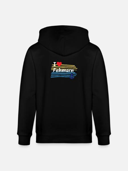 I love Fehmarn coastal look - Stanley/Stella CULTIVATOR Unisex Organic Hooded Jacket - black