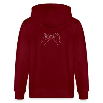 Minimalist Wrist Strap Illustration - Stanley/Stella CULTIVATOR  Unisex Organic Hooded Jacket - burgundy - Back - Anna (173cm)