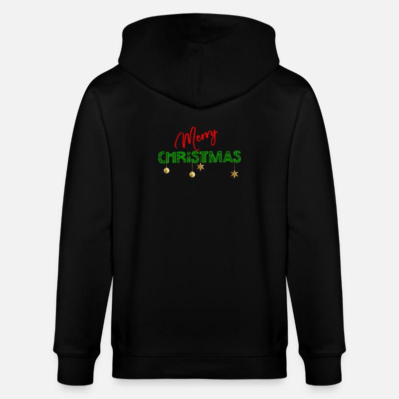 Joyeux Noël : Lettres vertes texturées - Veste à capuche bio CULTIVATOR Stanley/Stella Unisexe - noir