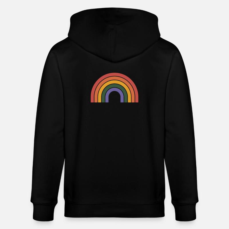 Retro Regenbogen Bogen Druck - Stanley/Stella Unisex Bio-Kapuzenjacke CULTIVATOR  - Schwarz
