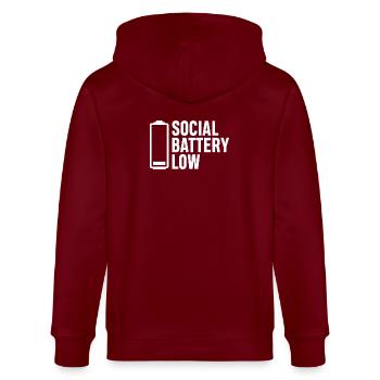 Batterie sociale faible - Veste à capuche bio CULTIVATOR Stanley/Stella Unisexe - bordeaux - Dos - Anna (173cm)