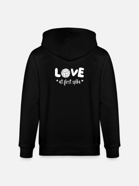 Love at First Spike Funny Volleyball - Stanley/Stella CULTIVATOR Unisex Organic Hooded Jacket - black