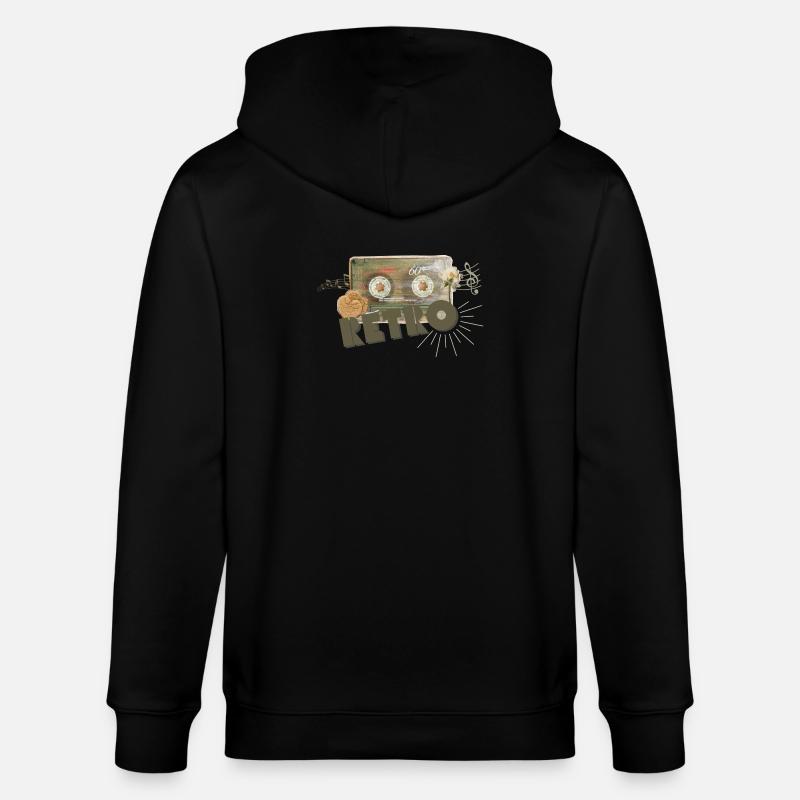 Retro Kassette Collage - Stanley/Stella Unisex Bio-Kapuzenjacke CULTIVATOR  - Schwarz