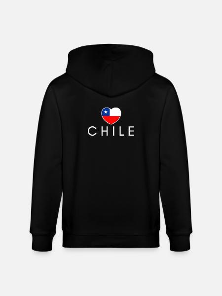 Heart with Chilean flag, Chilean pride - Stanley/Stella CULTIVATOR Unisex Organic Hooded Jacket - black