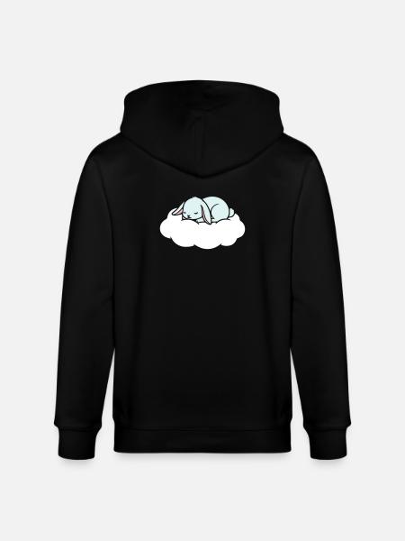 Sleeping Rabbit on Cloud Dream - Stanley/Stella CULTIVATOR Unisex Organic Hooded Jacket - black