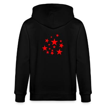 Red star, star, star, red, - Stanley/Stella CULTIVATOR  Unisex Organic Hooded Jacket - black - Back - Anna (173cm)