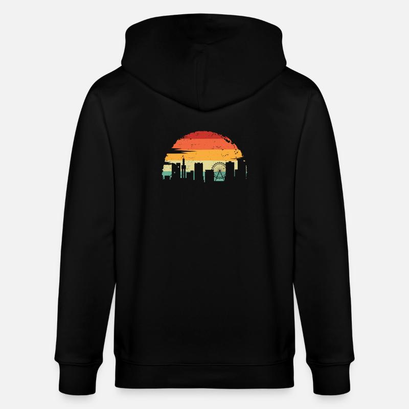 Sunset Skyline Farbverlauf - Stanley/Stella Unisex Bio-Kapuzenjacke CULTIVATOR  - Schwarz