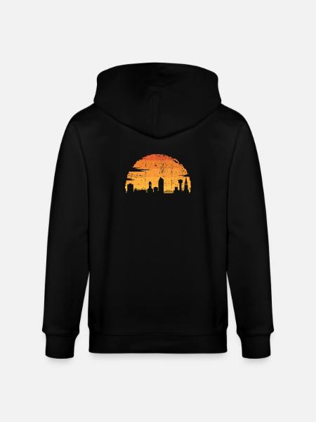 Urban Sunset Silhouette - Stanley/Stella CULTIVATOR Unisex Organic Hooded Jacket - black