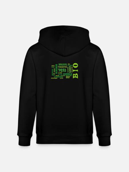 Bio and Ecology: green cloud of keywords - Stanley/Stella CULTIVATOR  Unisex Organic Hooded Jacket - black