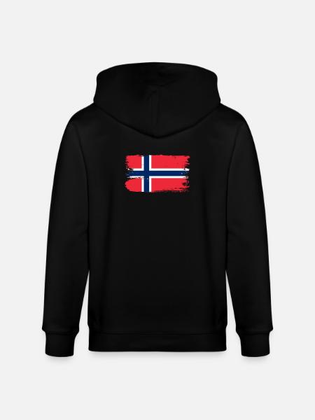 Norwegian Flag Brushstroke - Stanley/Stella CULTIVATOR  Unisex Organic Hooded Jacket - black