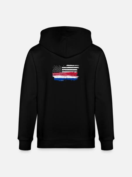 Grunge Flag Brushstroke Americana - Stanley/Stella CULTIVATOR Unisex Organic Hooded Jacket - black