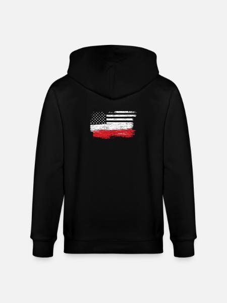 Brushed U.S. Flag Art - Stanley/Stella CULTIVATOR  Unisex Organic Hooded Jacket - black