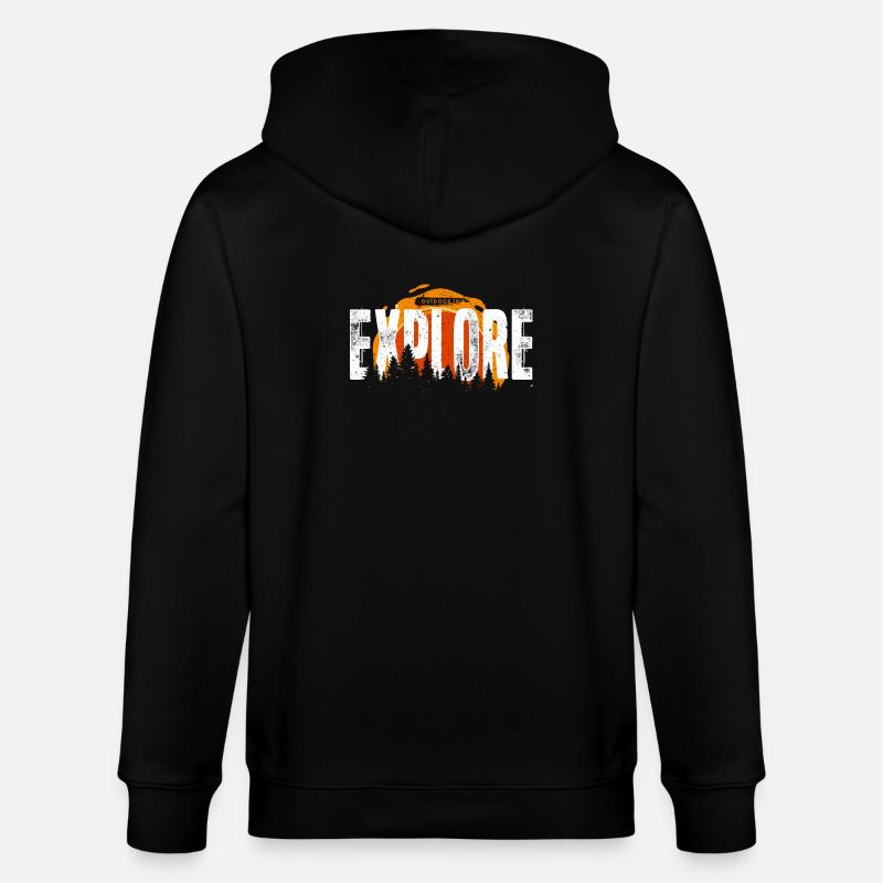 Explore Forest Sunrise - Stanley/Stella CULTIVATOR  Unisex Organic Hooded Jacket - black