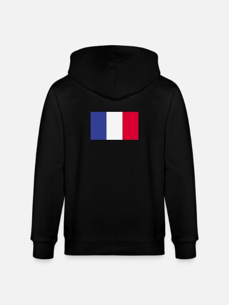 France National Flag - Stanley/Stella CULTIVATOR Unisex Organic Hooded Jacket - black