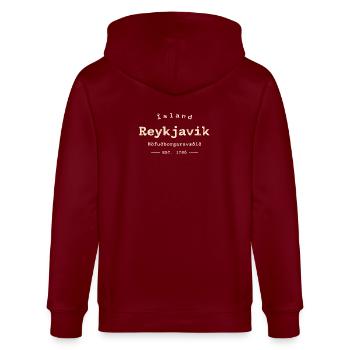 Reykjavik Islande - Veste à capuche bio CULTIVATOR Stanley/Stella Unisexe - bordeaux - Dos - Anna (173cm)