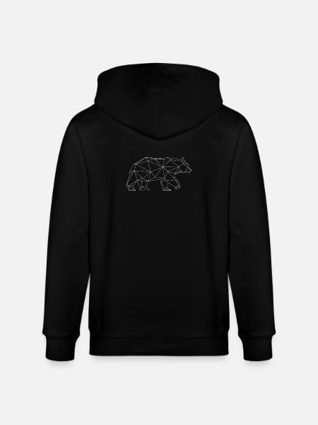 Grizzly bear in Triangle design (white) - Stanley/Stella CULTIVATOR  Unisex Organic Hooded Jacket - black